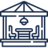 Icône d'un gazebo avec mobilier extérieur.