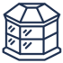 Icône de bâtiment hexagonal en bleu